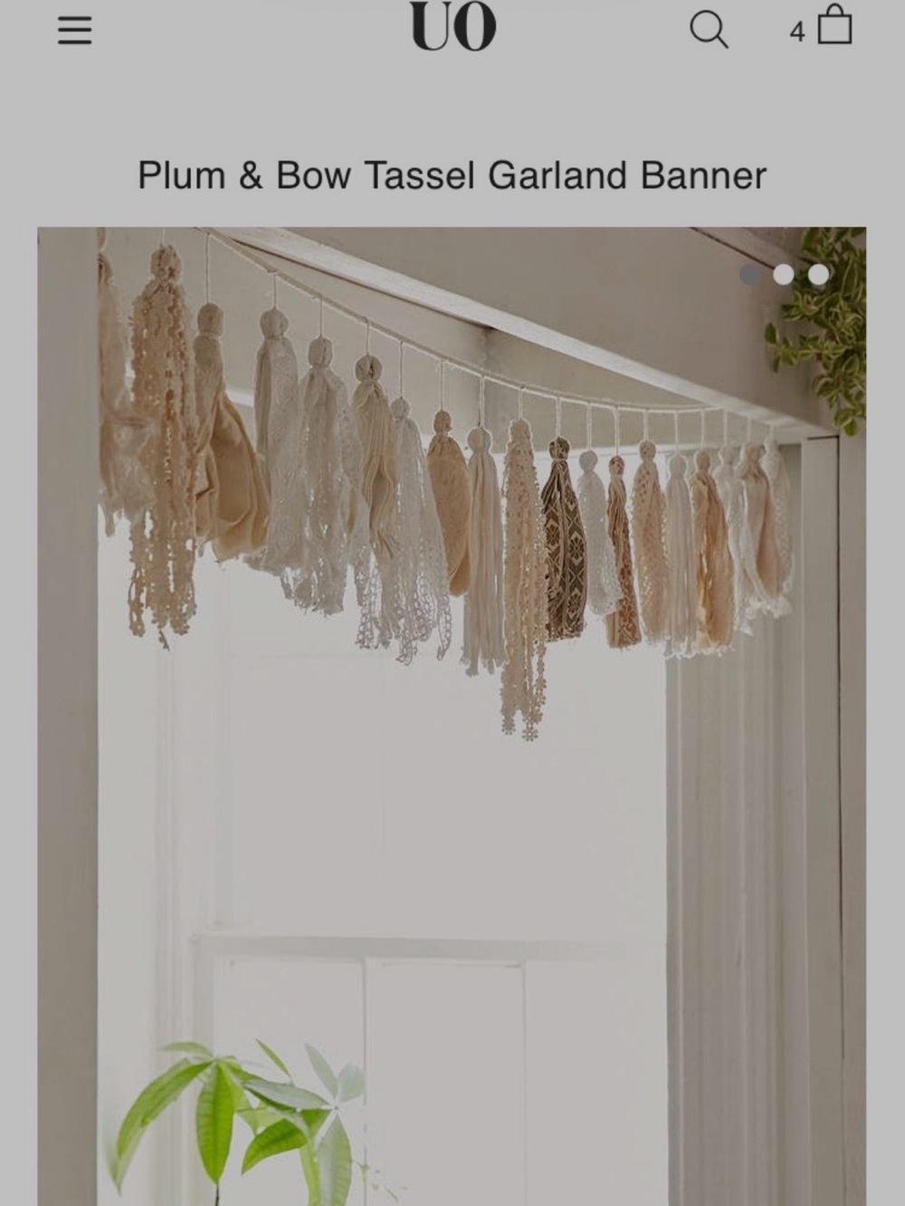 Urban Outfitters Plum & Bow Tassel Garland Bannerv